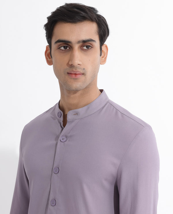 Rare Rabbit Mens Medo-K Pastel Purple Mandarin Collar Full Sleeves Kurta