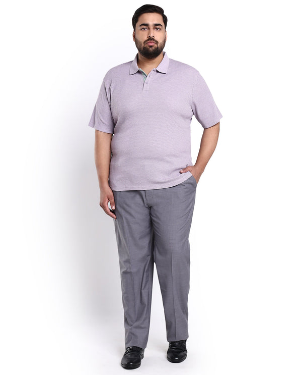 Rare Rabbit Men's Mello Dusky Purple Cotton Polyester Fabric Collared Neck Half Sleeves Textured Polo T-Shirt Plus Size