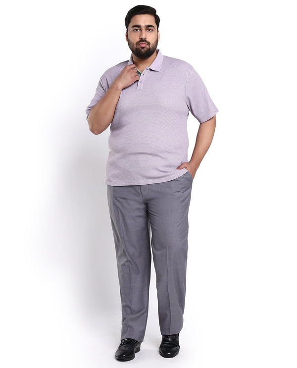 Rare Rabbit Men's Mello Dusky Purple Cotton Polyester Fabric Collared Neck Half Sleeves Textured Polo T-Shirt Plus Size