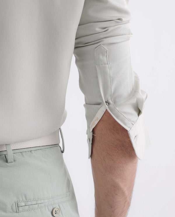 Rare Rabbit Mens Memo LS Pastel Green Tencel Fabric Full Sleeve Regular Fit Solid Twill Shirt