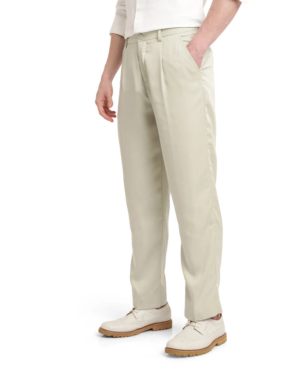 Rare Rabbit Mens Memos Light Green Tencel Fabric Solid Regular Fit Tencel Fabric Trouser