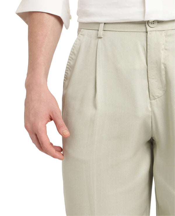 Rare Rabbit Mens Memos Light Green Tencel Fabric Solid Regular Fit Tencel Fabric Trouser