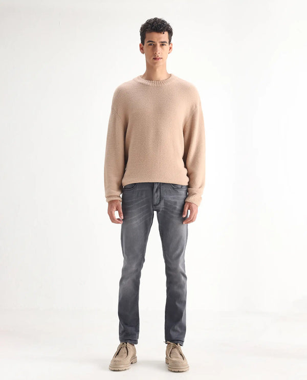 Rare Rabbit Mens Mesa Grey Cotton Polyester Solid Mid Rise Slim Fit Jeans