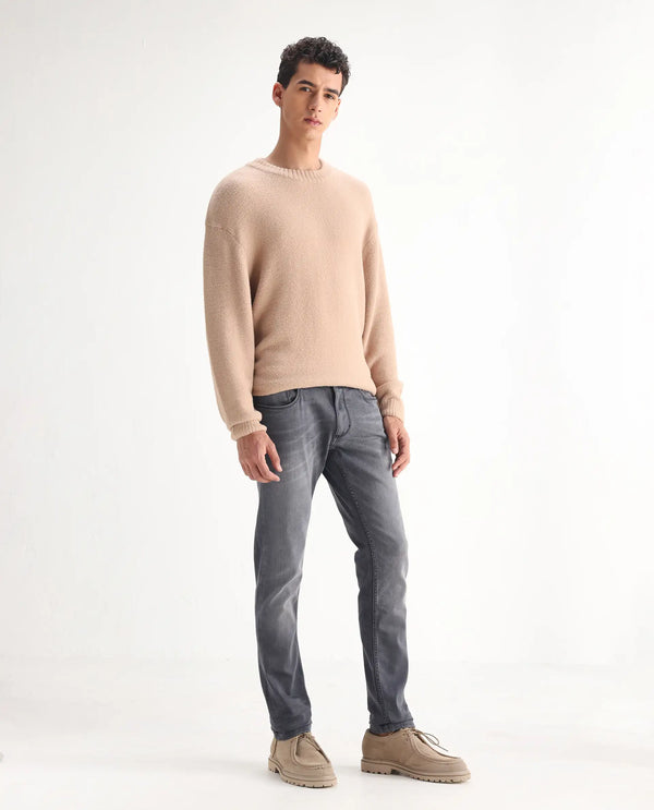 Rare Rabbit Mens Mesa Grey Cotton Polyester Solid Mid Rise Slim Fit Jeans