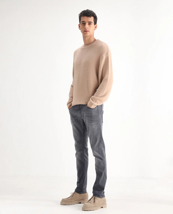 Rare Rabbit Mens Mesa Grey Cotton Polyester Solid Mid Rise Slim Fit Jeans