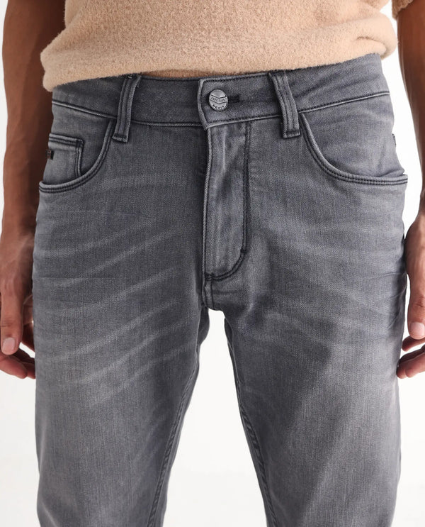 Rare Rabbit Mens Mesa Grey Cotton Polyester Solid Mid Rise Slim Fit Jeans