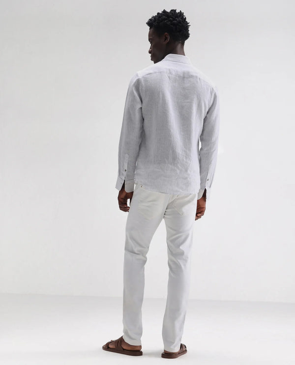 Rare Rabbit Men's Meymac White Rinse Wash Mid-Rise Slim Fit Jeans