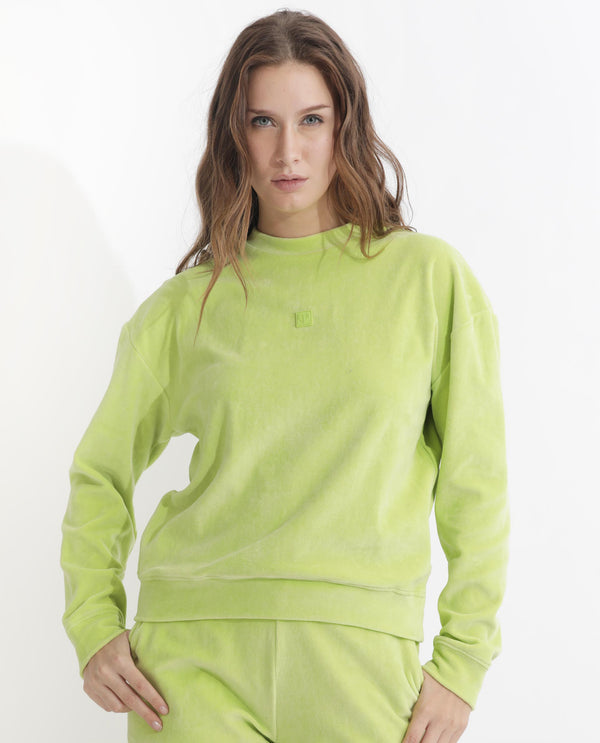 Rareism Articale Women Miccoli Light Green Cotton Blend Fabric Full Sleeves Cuffed Sleeve Round Neck Regular Fit Graphic Print Sweatshirt