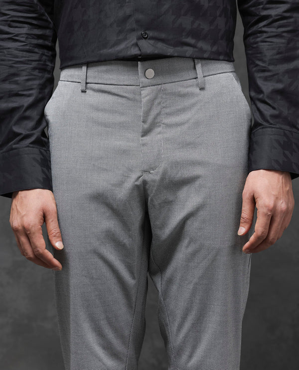 Rare Rabbit Mens Micra-1 Grey Cotton Polyester Lycra Blend Regular Fit Checks Trouser
