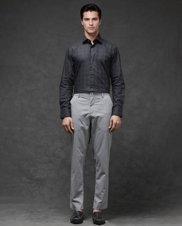 Rare Rabbit Mens Micra-1 Grey Cotton Polyester Lycra Blend Regular Fit Checks Trouser