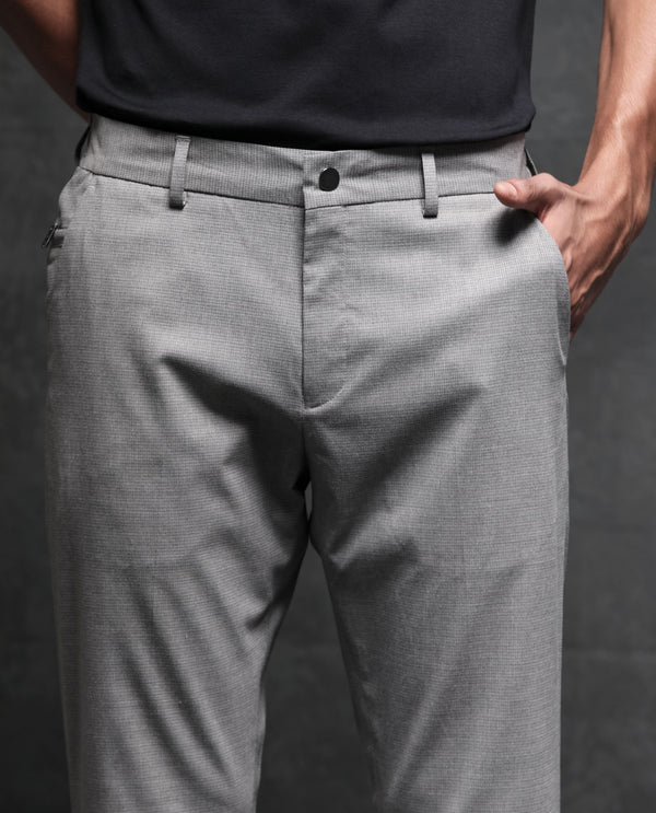 Rare Rabbit Men's Micra Grey Polyester Fabric Button & Zip Closure Regular Fit Trouser