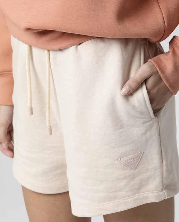 Rareism Women Spence Beige Poly Cotton Fabric Regular Fit Solid Mid Rise Shorts