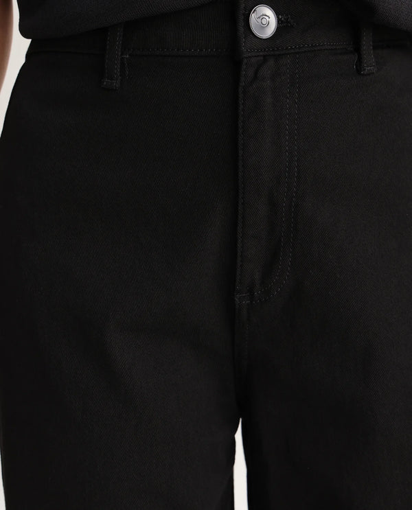 Rareism Women Miniko Black Cotton Elastane Fabric Solid Regular Length Jeans