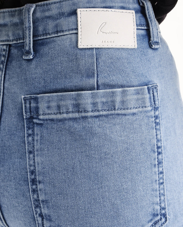 Rareism Women Miniko Light Blue Cotton Elastane Fabric Solid Regular Length Jeans