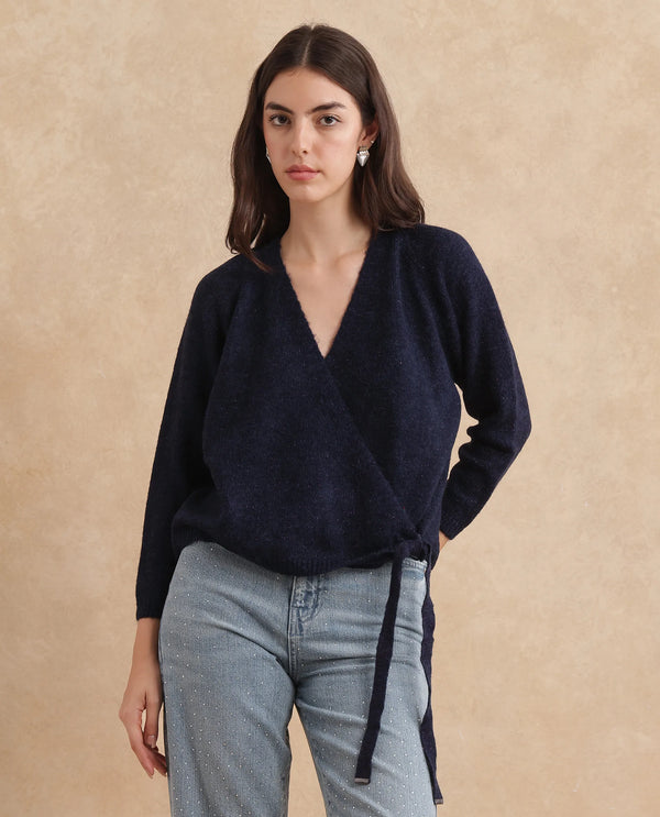 Rareism Women Minjin Dark Purple Relaxed Fit Plain Cardigan