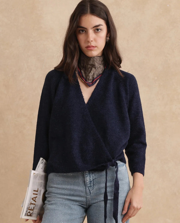 Rareism Women Minjin Dark Purple Relaxed Fit Plain Cardigan