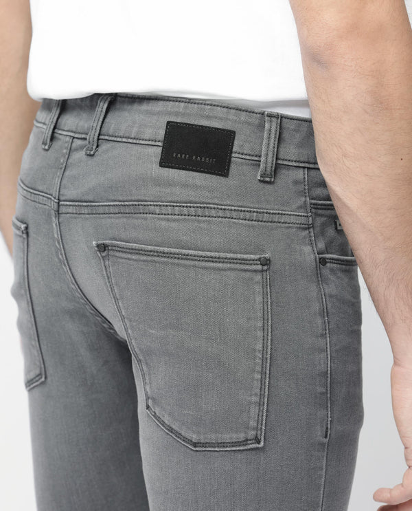Rare Rabbit Mens Mesa Grey Cotton Polyester Solid Mid Rise Slim Fit Jeans