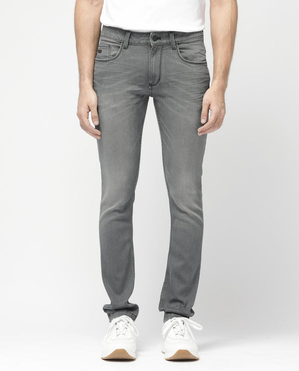 Rare Rabbit Mens Mesa Grey Cotton Polyester Solid Mid Rise Slim Fit Jeans