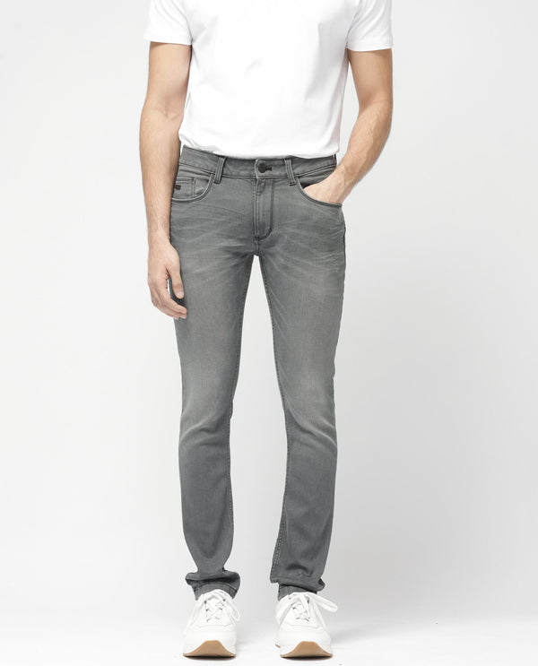 Rare Rabbit Mens Mesa Grey Cotton Polyester Solid Mid Rise Slim Fit Jeans