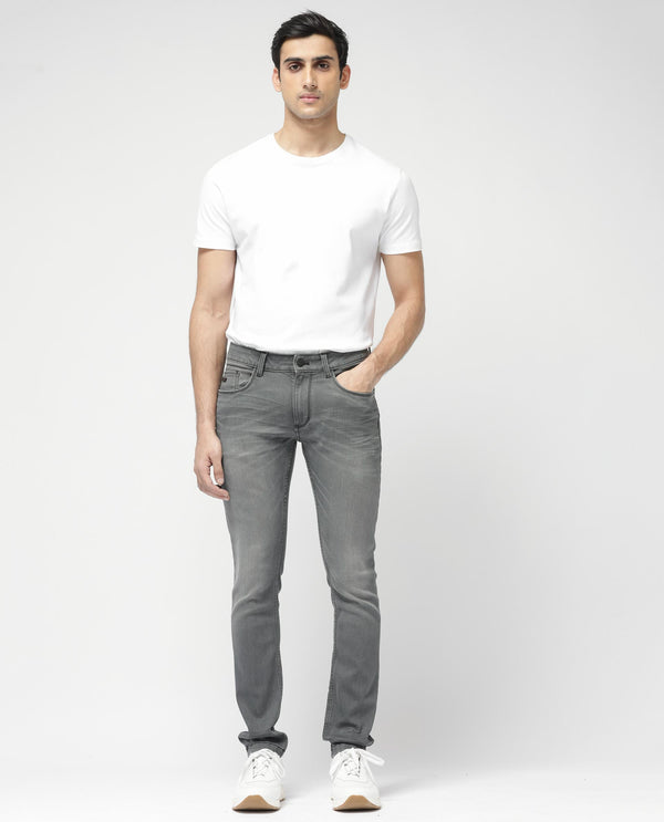 Rare Rabbit Mens Mesa Grey Cotton Polyester Solid Mid Rise Slim Fit Jeans