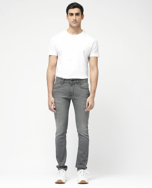 Rare Rabbit Mens Mesa Grey Cotton Polyester Solid Mid Rise Slim Fit Jeans