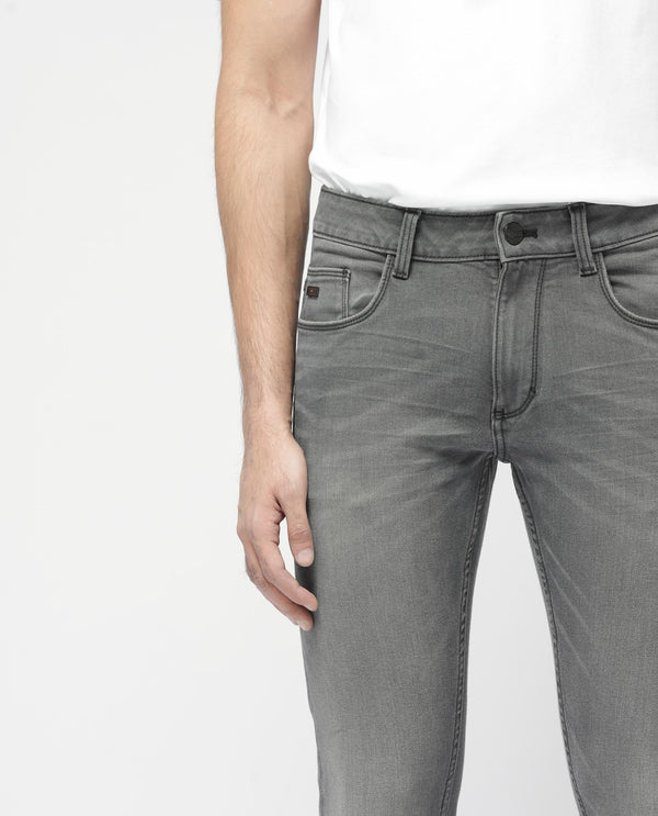 Rare Rabbit Mens Mesa Grey Cotton Polyester Solid Mid Rise Slim Fit Jeans