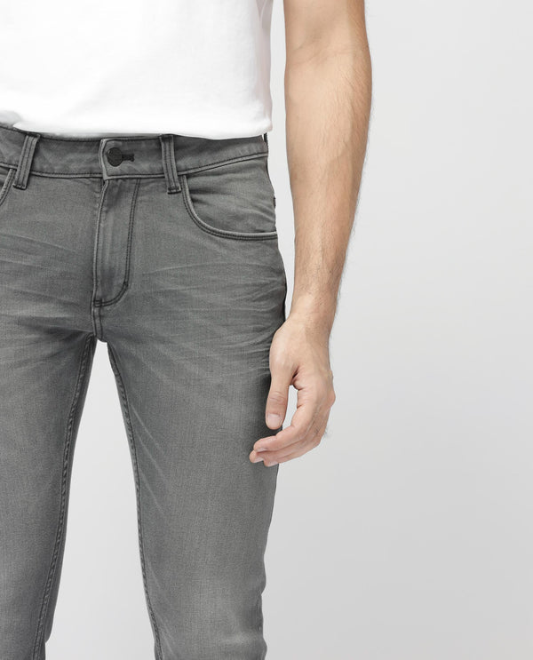 Rare Rabbit Mens Mesa Grey Cotton Polyester Solid Mid Rise Slim Fit Jeans