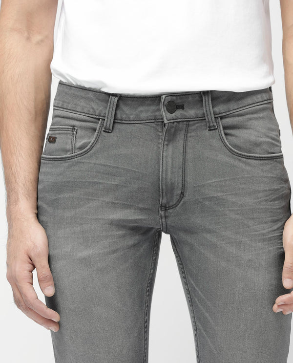 Rare Rabbit Mens Mesa Grey Cotton Polyester Solid Mid Rise Slim Fit Jeans