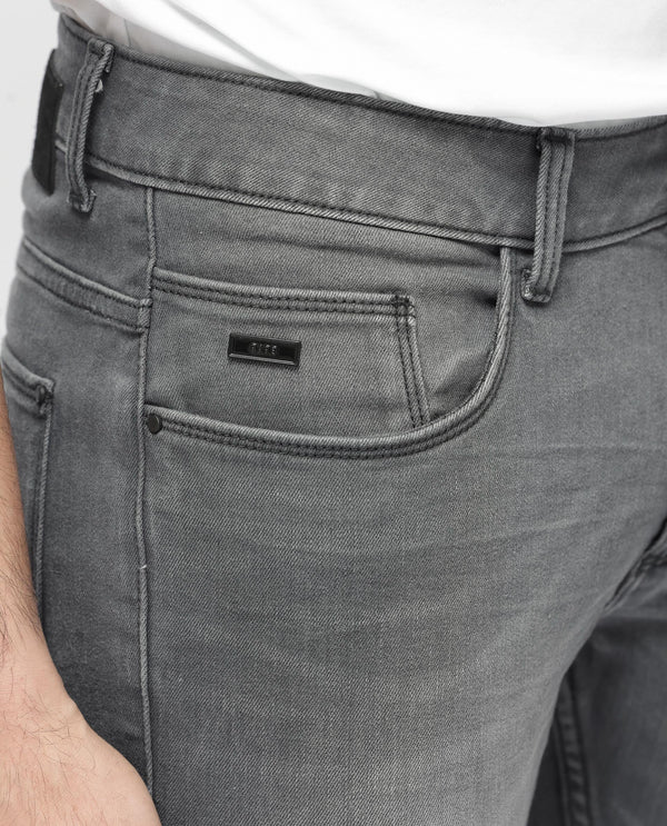 Rare Rabbit Mens Mesa Grey Cotton Polyester Solid Mid Rise Slim Fit Jeans