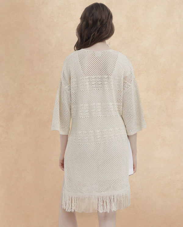 Rareism Womens Mitsuko Off White Dress Crew Neck Solid