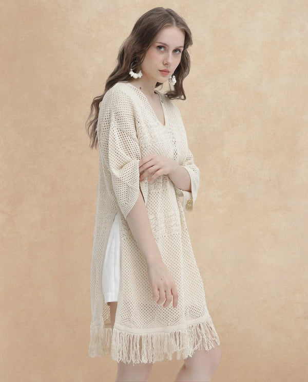 Rareism Womens Mitsuko Off White Dress Crew Neck Solid
