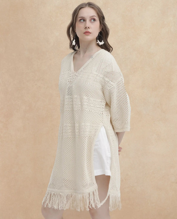 Rareism Womens Mitsuko Off White Dress Crew Neck Solid