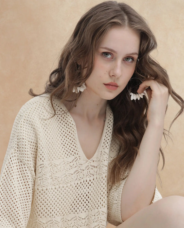 Rareism Womens Mitsuko Off White Dress Crew Neck Solid