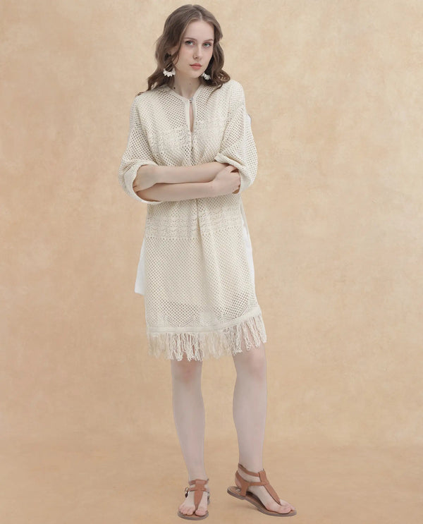 Rareism Womens Mitsuko Off White Dress Crew Neck Solid
