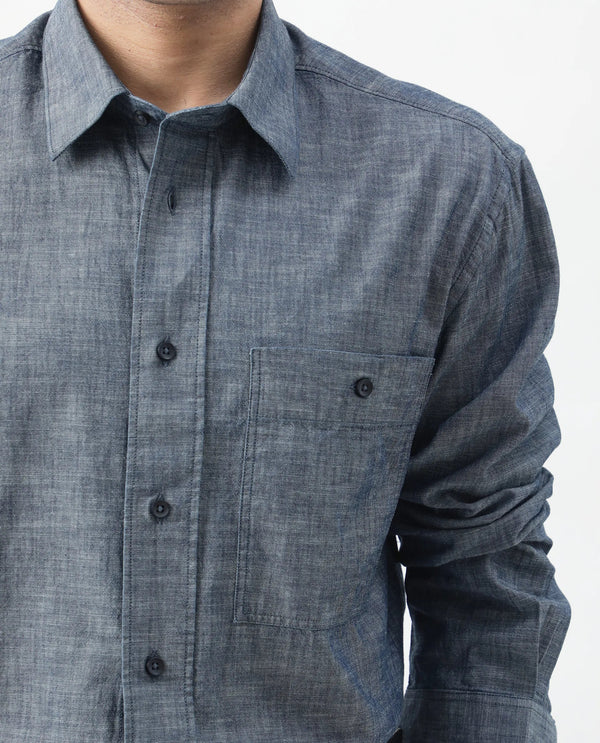 Rare Rabbit Men Mivo Light Blue Cotton Fabric Full Sleeve Collared Neck Plain Shirt
