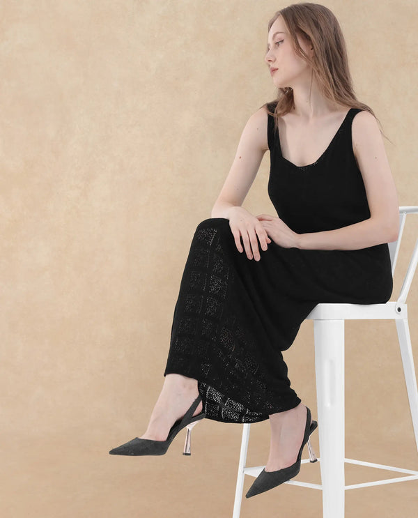 Rareism Womens Majoka Black Dress U-Neck Solid