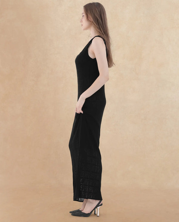 Rareism Womens Majoka Black Dress U-Neck Solid
