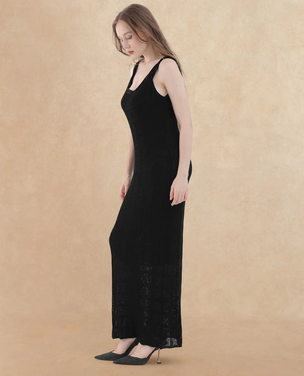 Rareism Womens Majoka Black Dress U-Neck Solid