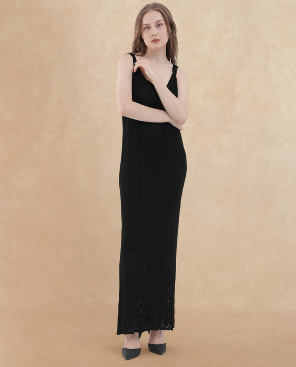 Rareism Womens Majoka Black Dress U-Neck Solid
