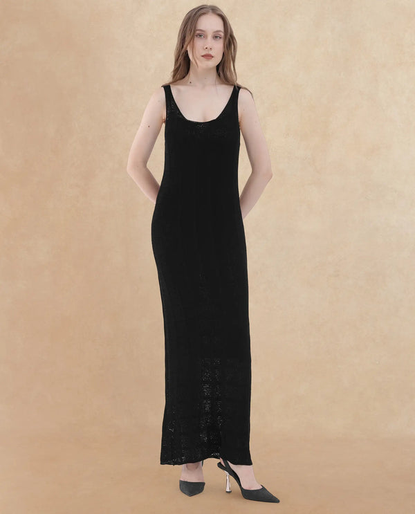 Rareism Womens Majoka Black Dress U-Neck Solid