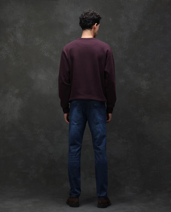 Rare Rabbit Men's Monaco Navy Dark Wash Mid-Rise Slim Fit Jeans