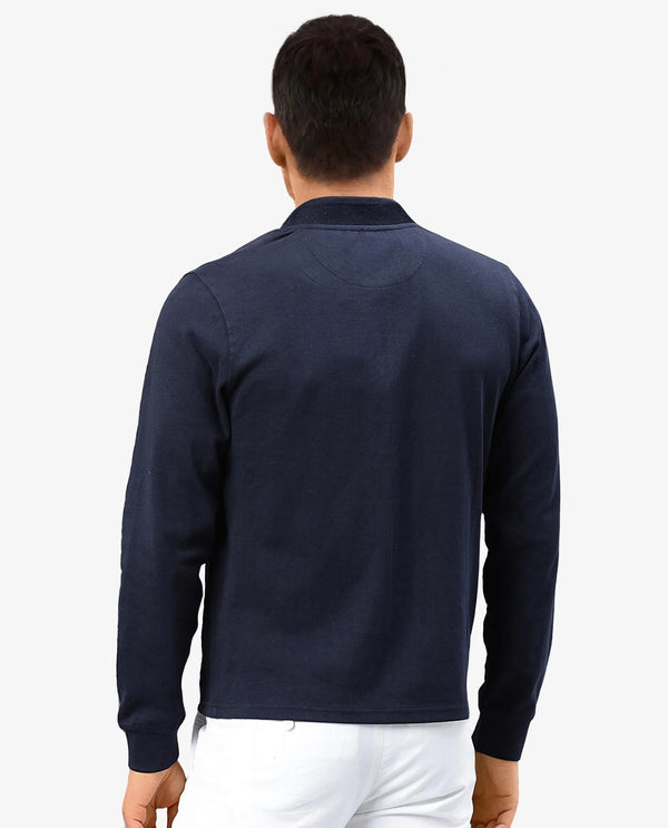Rare Rabbit Men's Morris Navy Plain Cotton Knit Jacket
