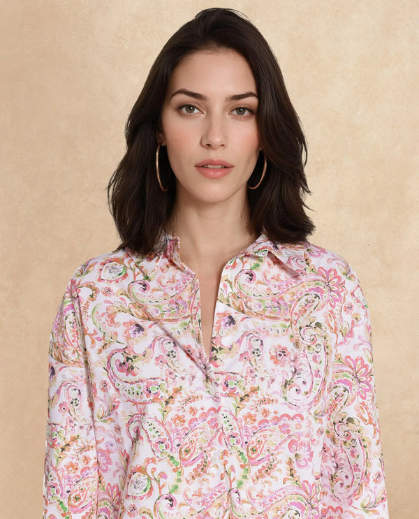 Rareism Women Morr Light Multi Cuffed Sleeve Collared Neck Button Closure Relaxed Fit Mini Paisley Print Dress