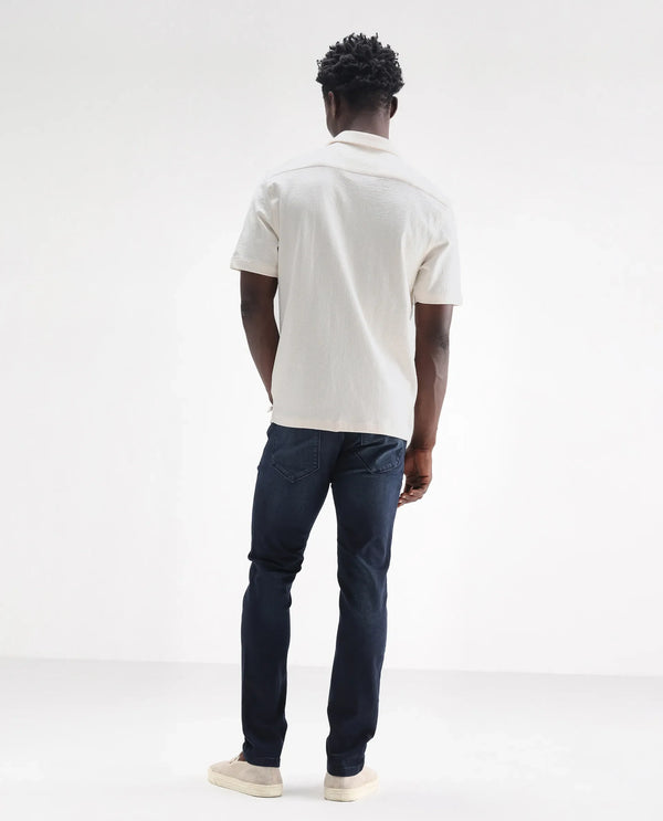 Rare Rabbit Men's Morvan Dark Blue Mid Wash Mid-Rise Slim Fit Jeans