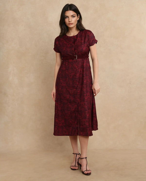 Rareism Women Mulaani Maroon Printed Dress
