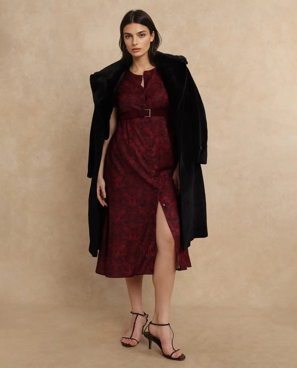 Rareism Women Mulaani Maroon Printed Dress