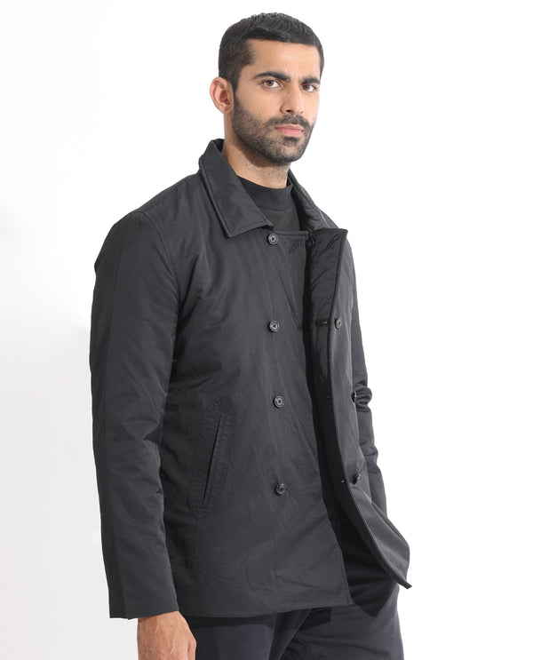 Rare Rabbit Men's Merjon Black Broad Collar Overlap Jacket