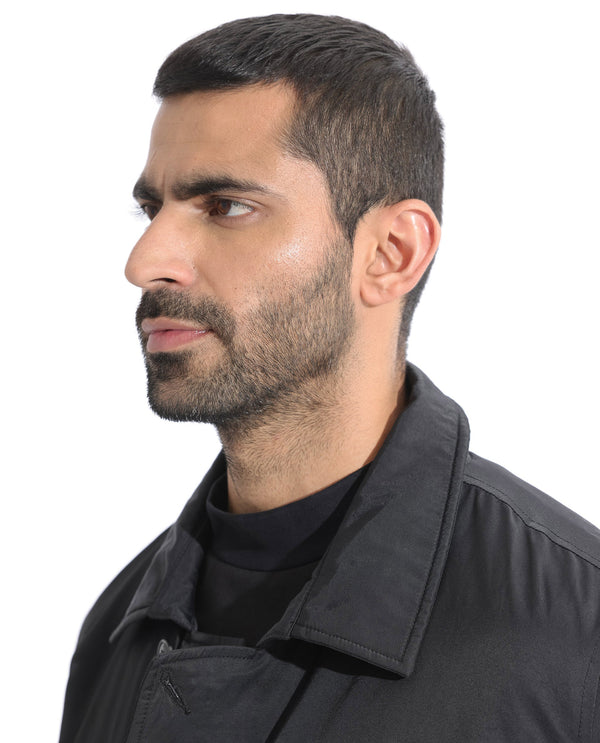Rare Rabbit Men's Merjon Black Broad Collar Overlap Jacket