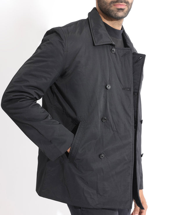 Rare Rabbit Men's Merjon Black Broad Collar Overlap Jacket