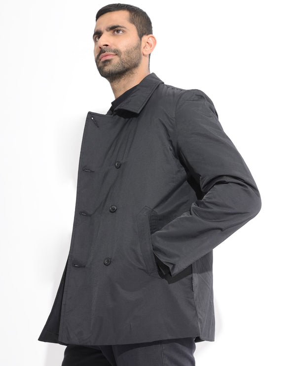 Rare Rabbit Men's Merjon Black Broad Collar Overlap Jacket